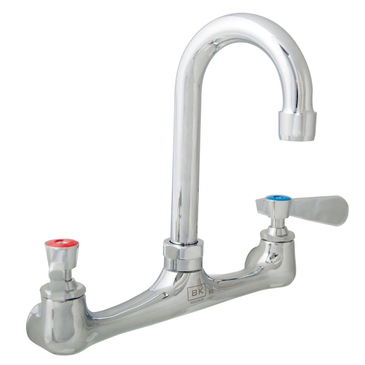 BK Resources WorkForce Standard Duty Faucet, 12.38" Height/8" Reach, Chrome-Plated Brass (BKFW8GM)